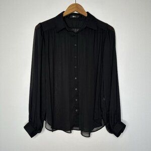 Uniqlo C Sheer Shirt Blouse Size S Black Whimsigoth Chiffon